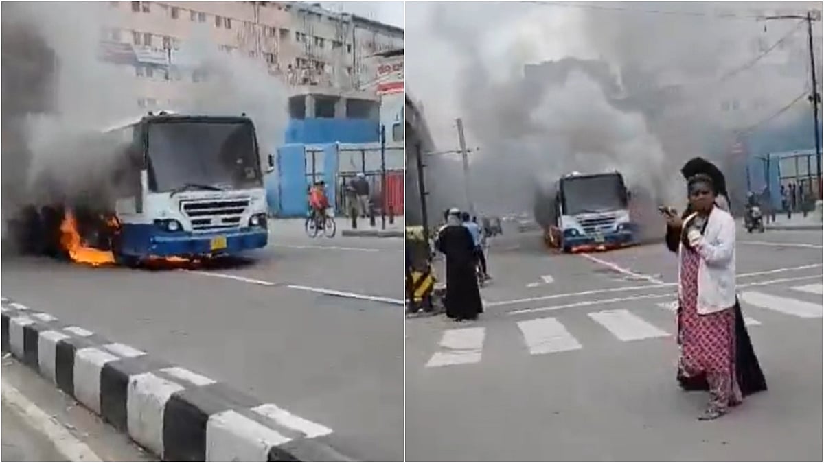 X/nBangalorepost : Screengrab from the visuals of the BMTC bus on fire. | 